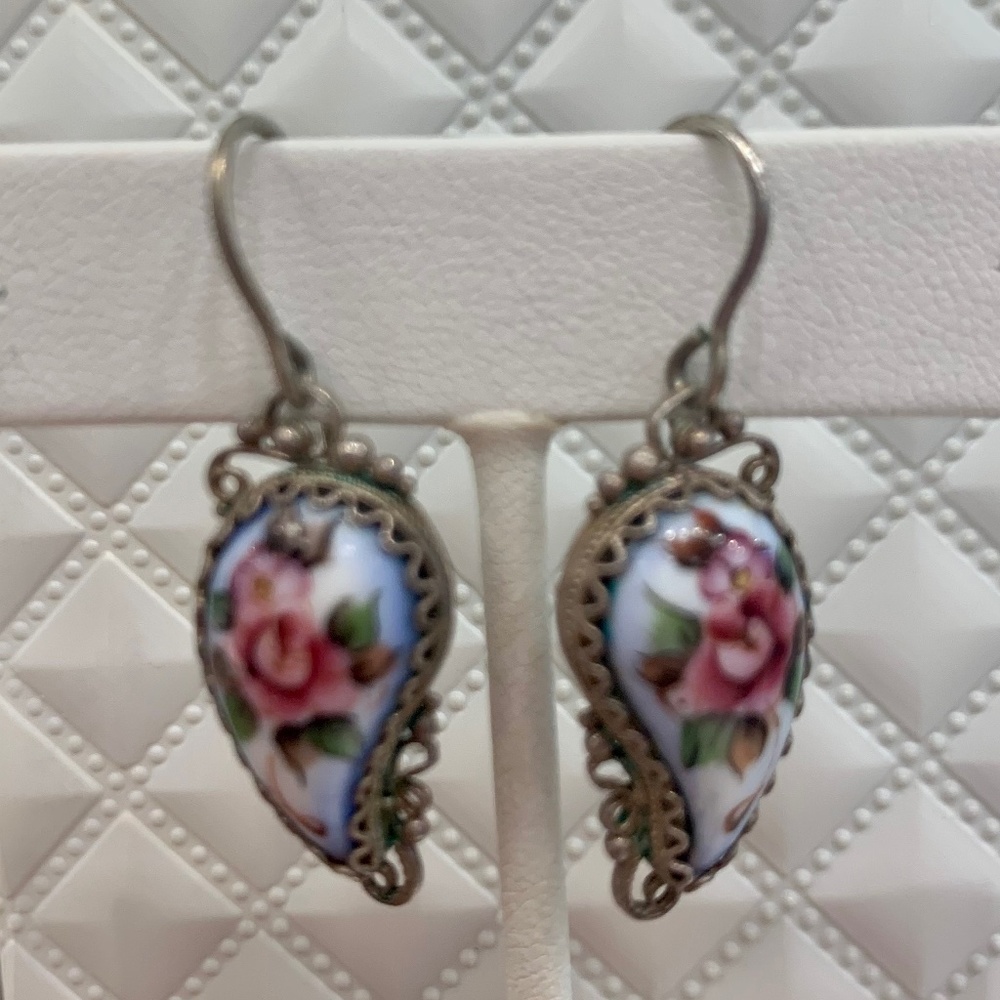 Earrings silver enamel